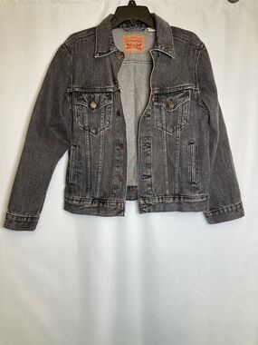 Levi's Ex-Boyfriend Trucker Jacket Faded Washed Black Oversized Medium
